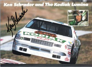 Nascar Ken Schrader Signed 8x10 Photograph Hero Card Kodiak Racing Lumina