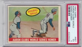 Rm: 1959 Topps Baseball Card 467 Hank Aaron Clubs Ws Homer - Psa 5 Ex