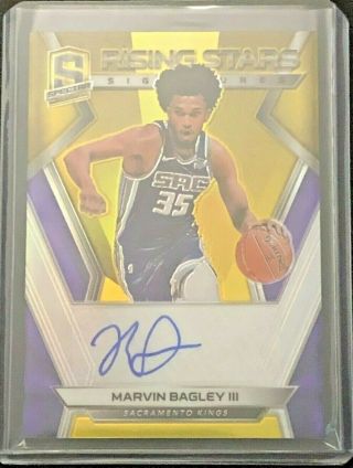 2018 - 19 Panini Spectra Marvin Bagley Iii " Gold " Rising Stars Auto 8/10 Rc