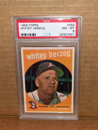 1959 Topps Whitey Herzog Card 392 Psa 8 Nearmint