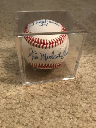 Jim Mudcat Grant Signed Autographed Rawlings Mlb Baseball/1965 Stats,  In A Case