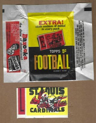 1961 Topps Football 5 Cent Wax Wrapper,  Sticker