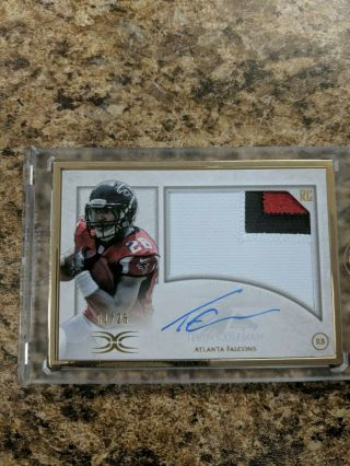 2015 Topps Definitive Framed Tevin Coleman 3 Clr Patch On Card Auto Rookie 1/25