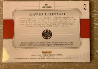 2018 - 19 National Treasures Colossal Kawhi Leonard Patch AUTO /25 3