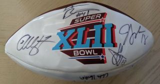 2007 Ny Giants Team Hand Signed Bowl Xlii Football With 12 Autographs