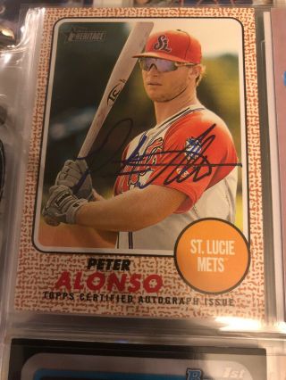 Peter Pete Alonso Rc Auto 2017 Topps Heritage Real One Rookie Autograph Rc