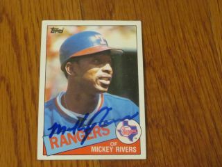 Mickey Rivers Autographed 1985 Topps Card Hand Signed Texas Rangers