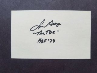 Lou Groza (d.  2000) Signed 3x5 Index Card Autographed Cleveland Browns Hof