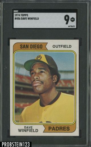 1974 Topps 456 Dave Winfield Padres Rc Rookie Hof Sgc 9 " High End "