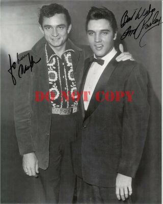 Johnny Cash & Elvis Presley 1956 Autographed 8x10 Photo Reprint