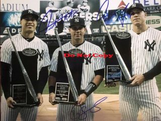 Aaron Judge Giancarlo Stanton Gary Sanchez Signed Ny Yankees 8x10 Photo Reprint
