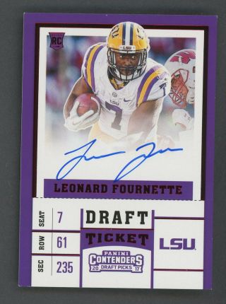 2017 Contenders Draft Ticket Red Foil Leonard Fournette Rc Rookie Auto 1