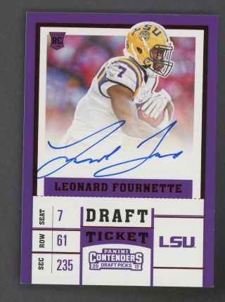 2017 Contenders Draft Ticket Red Foil Leonard Fournette Rc Rookie Auto 2