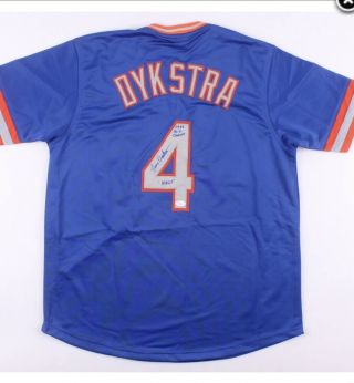 Lenny Dykstra " Nails " Signed Ny Mets Jersey” 1986 Ws Champs” Sz Xl Jsa