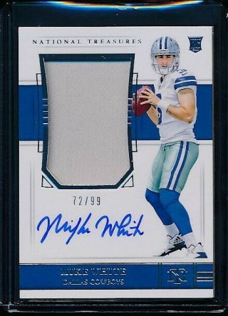 2018 Panini National Treasures Mike White Rc Rookie Patch Auto Rpa /99