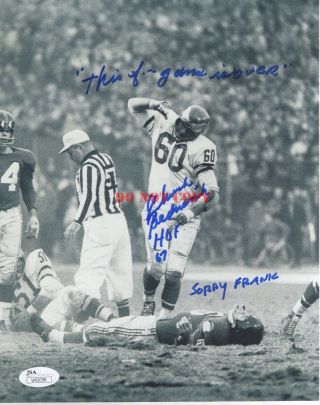 Chuck Bednarik Signed 8x10 Photo Standing Over Frank Gifford Autographed Reprint