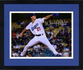 Framed Walker Buehler Los Angeles Dodgers Signed 8 " X 10 " Pitching Photo