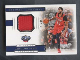 2018 - 19 National Treasures Anthony Davis Jersey 87/99 Orleans Pelicans