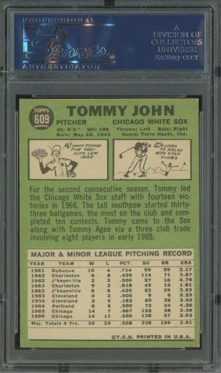 1967 Topps 609 Tommy John Chicago White Sox PSA 8.  5 NM - MT, 2