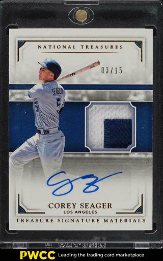2017 National Treasures Corey Seager Auto 2 - Clr Patch /15 Tsm - Cy (pwcc)