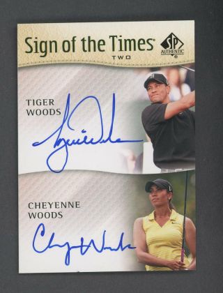 2013 Sp Authentic Golf Sign Of The Times Tiger Cheyenne Woods Dual Auto Sp