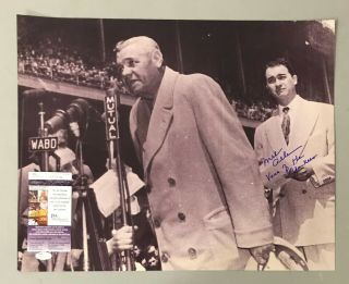 Mel Allen Signed 16x20 Photo " Voice Of The Yankees " W/ Babe Ruth Jsa