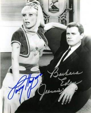 I Dream Of Jeannie Signed Photo 8x10 Rp Autographed Barbara Eden Larry Hagman