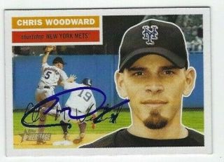 Chris Woodward Autographed 2005 Topps Heritage Signed Card 62 Mets