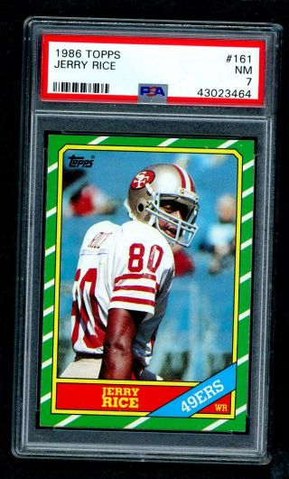 1986 Topps Football Card - 161 Jerry Rice Rookie Card - Psa 7,  Nm