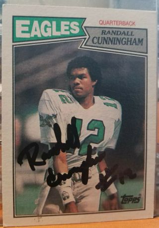 1987 Topps Randall Cunningham Autographed Rookie Football Card 296