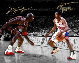 Michael Jordan Allen Iverson Chicago Bulls 76ers Signed Photo Autograph Reprint