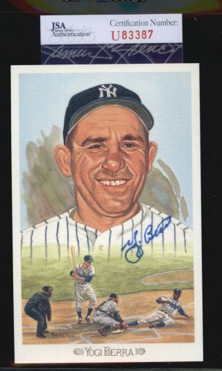 Yogi Berra (d.  2015) Yankees Hof Signed Perez Steele Celebration Postcard - Jsa