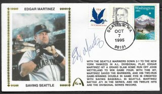 Edgar Martinez Saving Seattle Signed Gateway Stamp Envelope Seattle Postmark