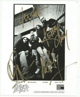 Slayer Full Band Signed Photo 8x10 Rp Autographed All Members
