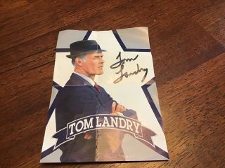 Tom Landry Dallas - Cowboys Coach Autograph - 3.  5 X 5 - Fossil Promotion - Sharpie