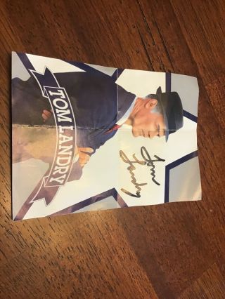Tom Landry Dallas - Cowboys Coach Autograph - 3.  5 X 5 - Fossil Promotion - Sharpie 3