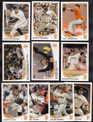 2013 Topps Series 1 & 2 & Update San Francisco Giants Complete 39 Card Team Set