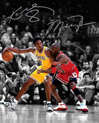 Michael Jordan Kobe Bryant Chicago Bulls Lakers Signed Photo Autograph Reprint