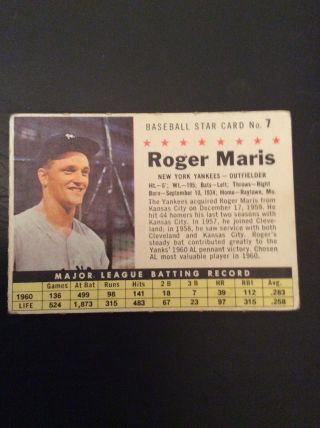 1961 Post 7 Roger Maris York Yankees