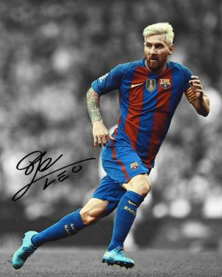 Lionel Messi 2017 Barcelona Fc Captain Signed Photo Autograph Reprint