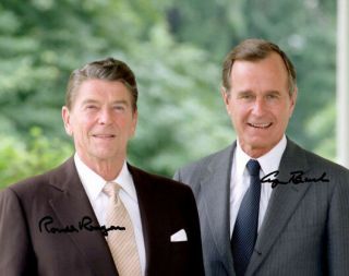 Ronald Reagan George Bush Sr Signed Photo 8x10 Rp Autographed Former Presidents