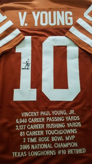 Vince Young Autographed Signed Texas Longhorns Stat Jersey Burnt Orange