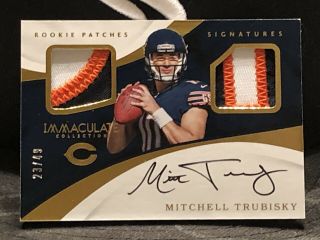 23/49 Mitchell Trubisky 2017 Immaculate Auto Dual Patch Rookie Autograph Bears