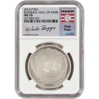 2014 - P Us Baseball Bu Silver $1 - Ngc Ms70 - Hof Label - Wade Boggs