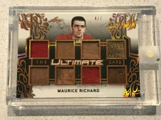 2018 - 19 Leaf Ultimate Game Jersey Patch Glove Maurice Richard 4/7 Sick