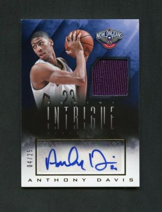 2013 - 14 Anthony Davis Panini Intrigue Jersey Patch Auto /25 Pelicans