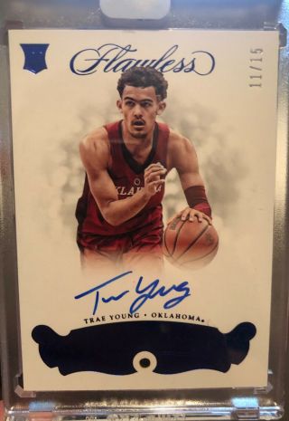 Trae Young 2018 - 19 Flawless Collegiate Rookie Signatures Auto 11/15 Rc Ou