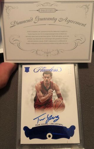 Trae Young 2018 - 19 Flawless Collegiate Rookie Signatures Auto 11/15 RC OU 3