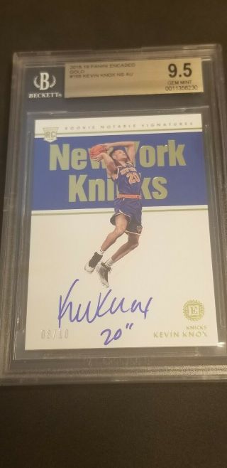 Kevin Knox 2018 - 19 Panini Encased Gold Autograph 8/10 Bgs 9.  5 Auto Rookie