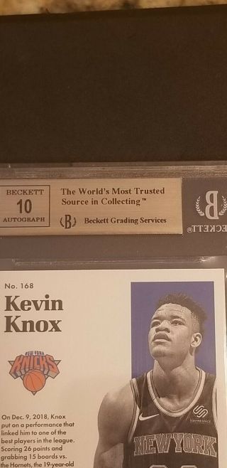 KEVIN KNOX 2018 - 19 PANINI ENCASED GOLD AUTOGRAPH 8/10 BGS 9.  5 AUTO Rookie 5